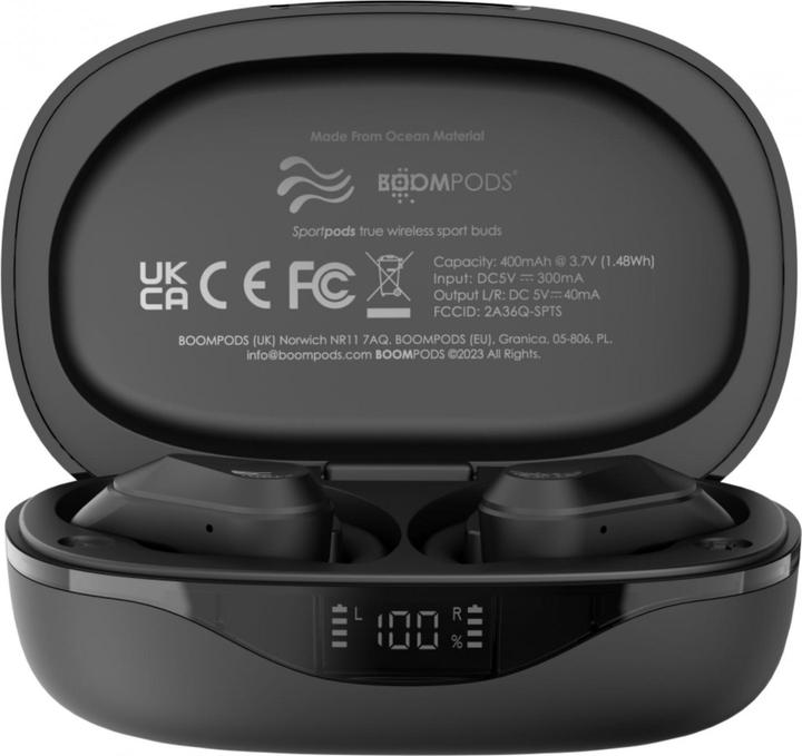 Produktbild Boompods Sportpods Ocean TWS Black (ANC, 6 h, Kabellos)