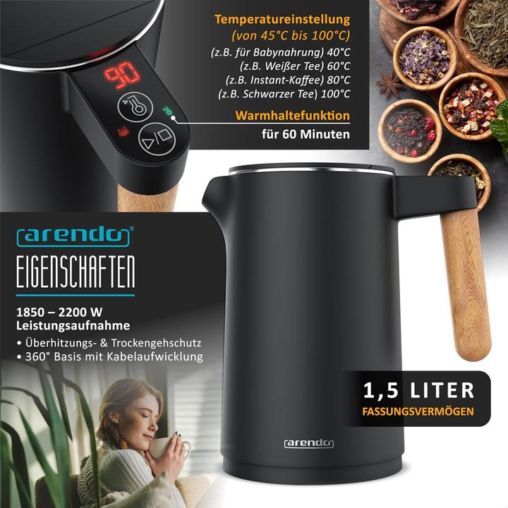 Immagine prodotto Arendo Edelstahl Eierkocher 7-fach, 400 W, Edelstahl, Warmhaltefunktion, Härtegrad einstellbar, rot