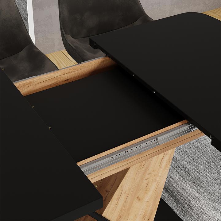 Produktbild Vicco Esstisch Fenaro, Schwarz/Goldkraft Eiche/Goldkraft Eiche, 120 x 80 cm ausziehbar (80 x 120 x 77.40 cm)