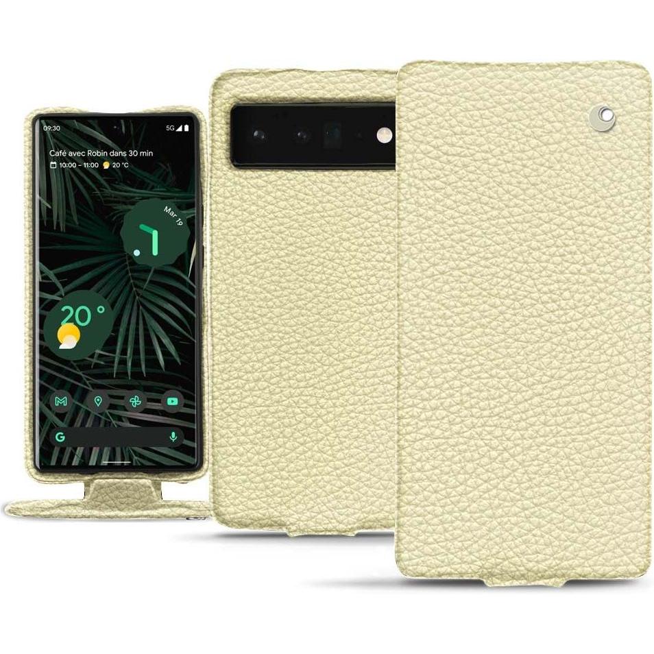 Noreve Lederschutzhülle vertikal (Google Pixel 6 Pro), Smartphone Hülle, Weiss