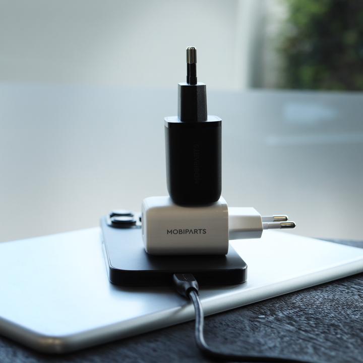 Actual product image Mobiparts Wall Charger Dual USB-C/USB-A with USB-C to USB-C cable White (20 W)