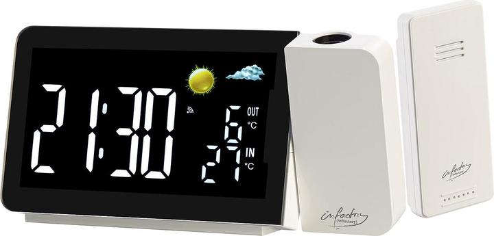 Produktbild Infactory Funk-Wetterstation mit Projektionswecker, Aussensensor, USB-Port, weiss
