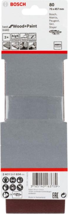 Produktbild Bosch Professional Zubehör PRO X440 Schleifband, 75 x 457 mm, G80 (80)