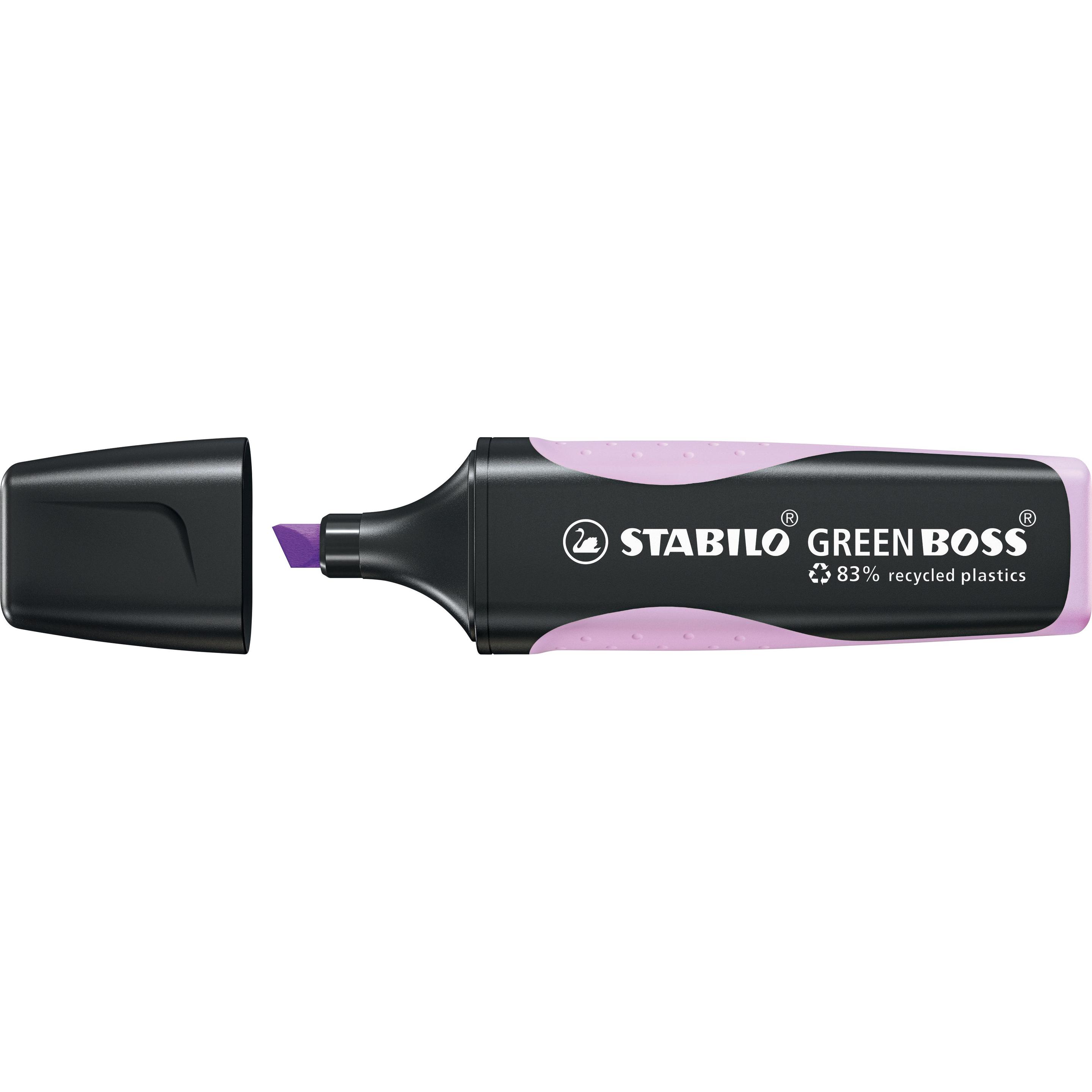 4x STABILO, Marker, Umweltfreundlicher Textmarker - GREEN BOSS Pastel - 10er Pack - Schimmer von Lila (Lila, 10 x)