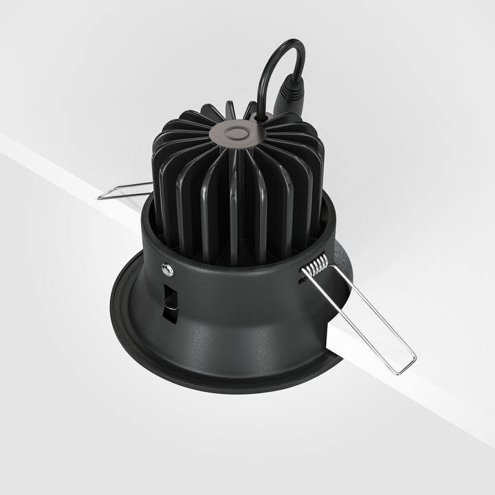 Actual product image Maytoni Yin LED downlight, recessed light 12W dimmable black 90Ra Ø9.8mm neutral white (820 lm)