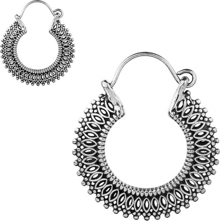 Actual product image Star Piercing Earring silver three pattern Creole (Brass)