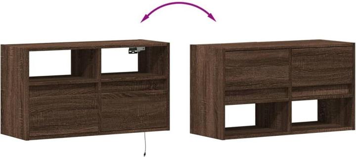 Image du produit vidaXL Armoire TV Armoire murale Lowboard Suspendu Éclairage LED Chêne brun