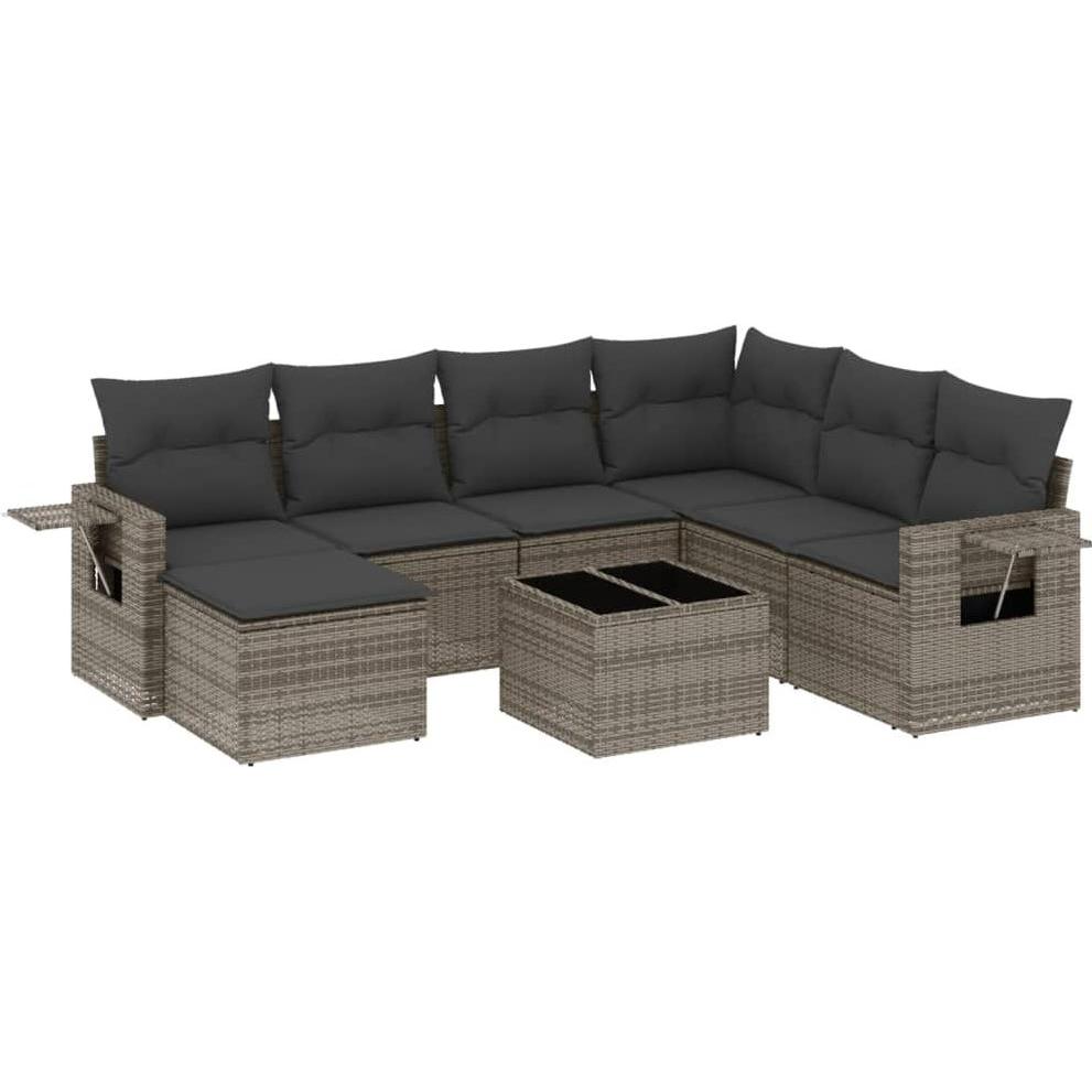 VidaXL, Gartenlounge, Gartenmöbel Sofa Garnitur Gartengarnitur Garten Sitzgruppe 8-tlg. Grau