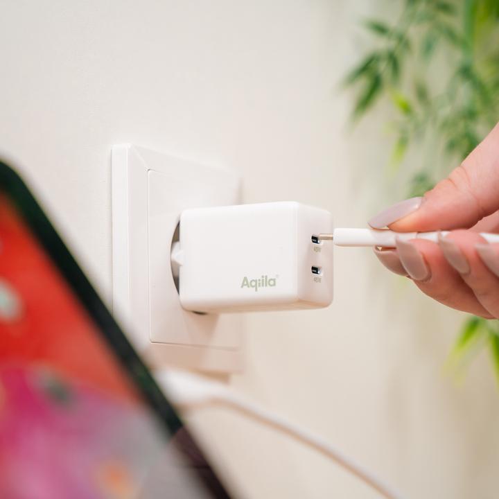 Image du produit Aqiila Chargebird W2 - Chargeur mural GaN, 45W PD - Blanc (45 W, 2 ports)