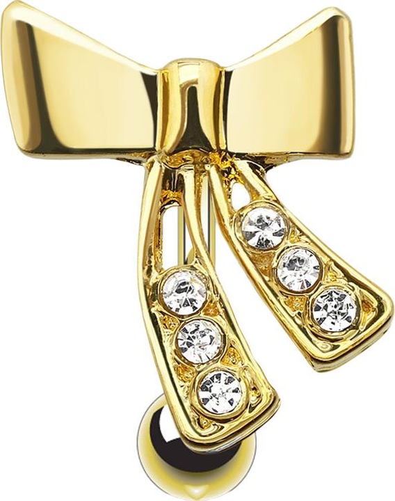 Produktbild Star Piercing Banane 14k vergoldet mit Kugel Schleife (Messing, Chirurgenstahl 316L)