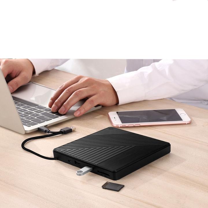 Image du produit Deltalabs Graveur externe Slim USB C/USB 3.0 Lecteur DVD-RW & SD/MicroSD Reader pour MacBook/ordinateur (Graveur de CD, Graveur de DVD)