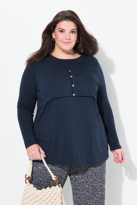 Actual product image Ulla Popken Eco Cotton Layered Look Long Sleeve Tee (46, 48)