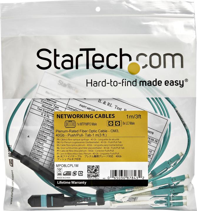Immagine prodotto StarTech MPO/MTP to LC Breakout Cable - Plenum-Ra (3 m)