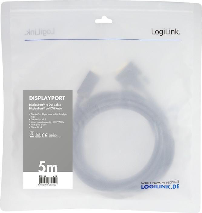Actual product image LogiLink DisplayPort — DVI (5 m, DisplayPort, 1.2)