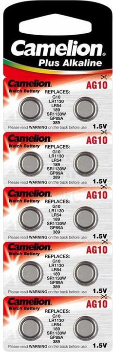 Produktbild Camelion LR54 / AG10 Knopfzellen im 10er-Blister (10 Stk., AG10, 80 mAh)