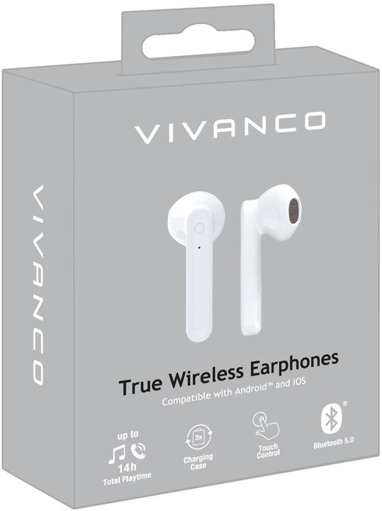 Image du produit Vivanco SMART PAIR W Casque Bluetooth® Blanc Contrôle du volume, avec commande tactile, télécommande (ANC, 10.50 h, Sans fil)