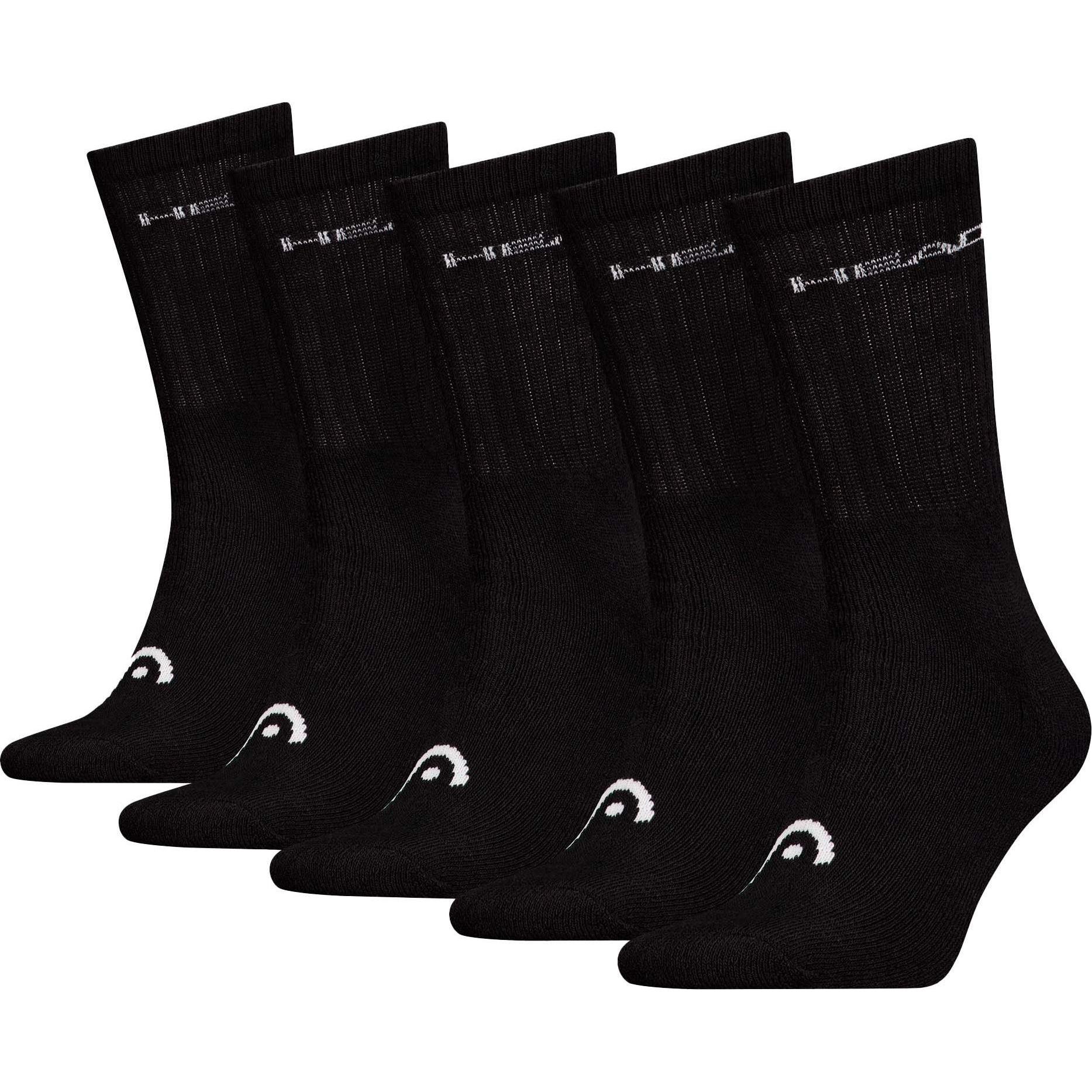 Head, Herren, Socken, Socken Casual ELEMENTS ALL SPORTS CREW ECOM, Schwarz, (5er Pack, 35 - 38)