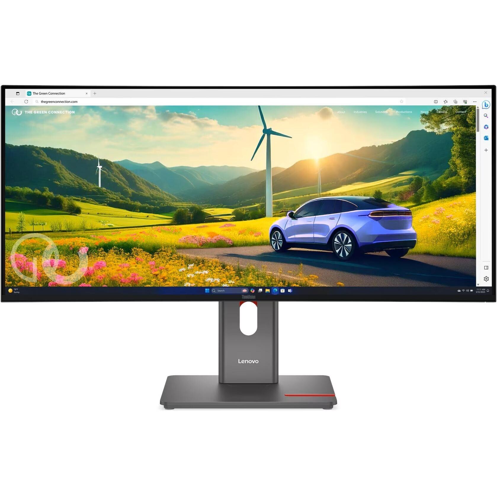 Lenovo ThinkVision P34WD-40 (3440 x 1440 Pixel, 34"), Monitor, Schwarz
