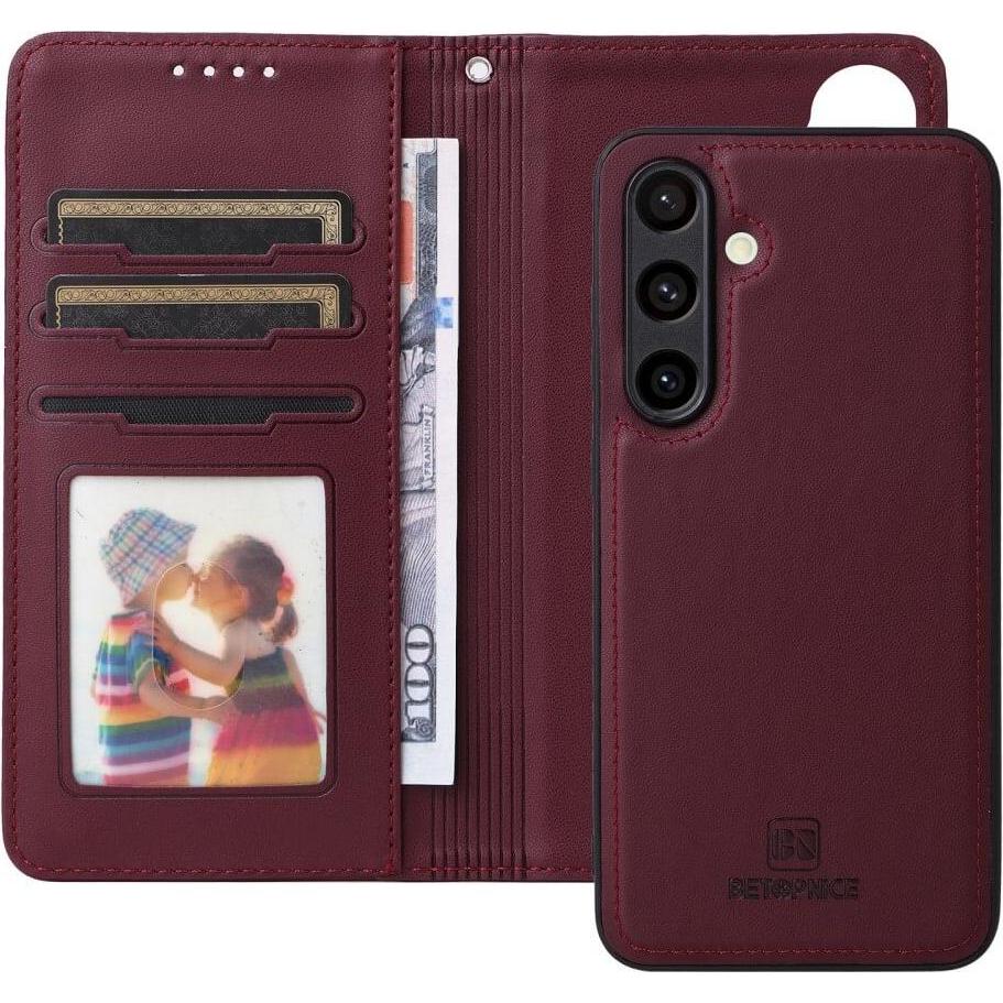 Cover-Discount Galaxy S24 FE - Teilbare Brieftasche 2-in-1 Handyhülle (Samsung Galaxy S24 FE), Smartphone Hülle, Rot