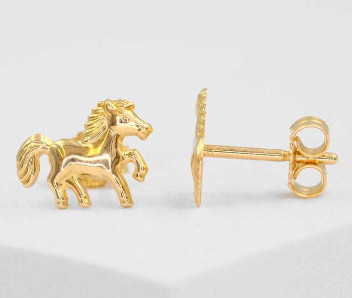 Image du produit Muau Stud earrings horse yellow gold 750, 9mm (Or jaune 750/18K)