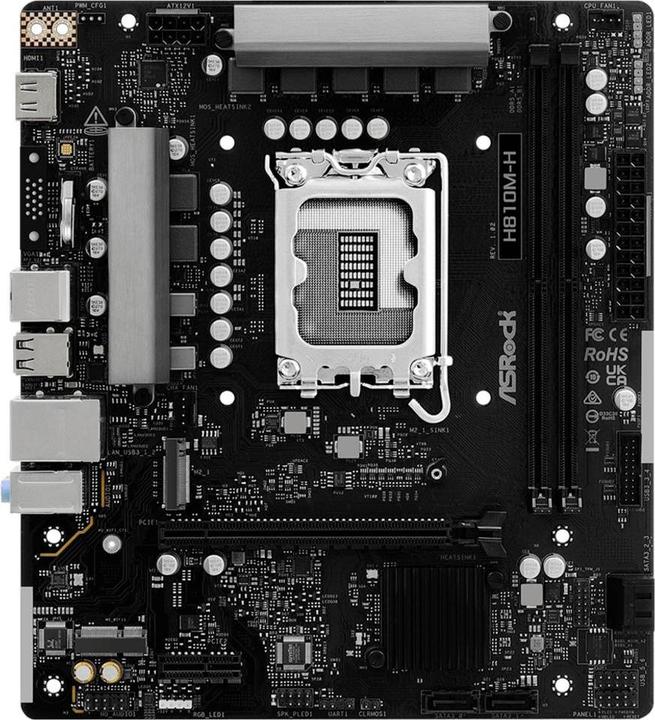 Image du produit AsRock H810M-H Dimms 4STATA3 USB3.2 GB-LAN - DDR5 - Gigabit-LAN (LGA 1851, Intel H810, mATX)