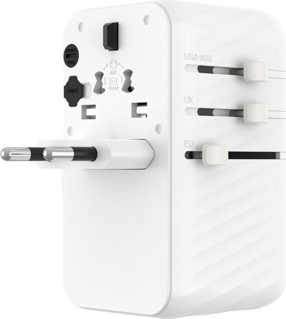 Actual product image Fixed Voyager World Adapter, 4xUSB-C/1xUSB, GaN, 85W, white
