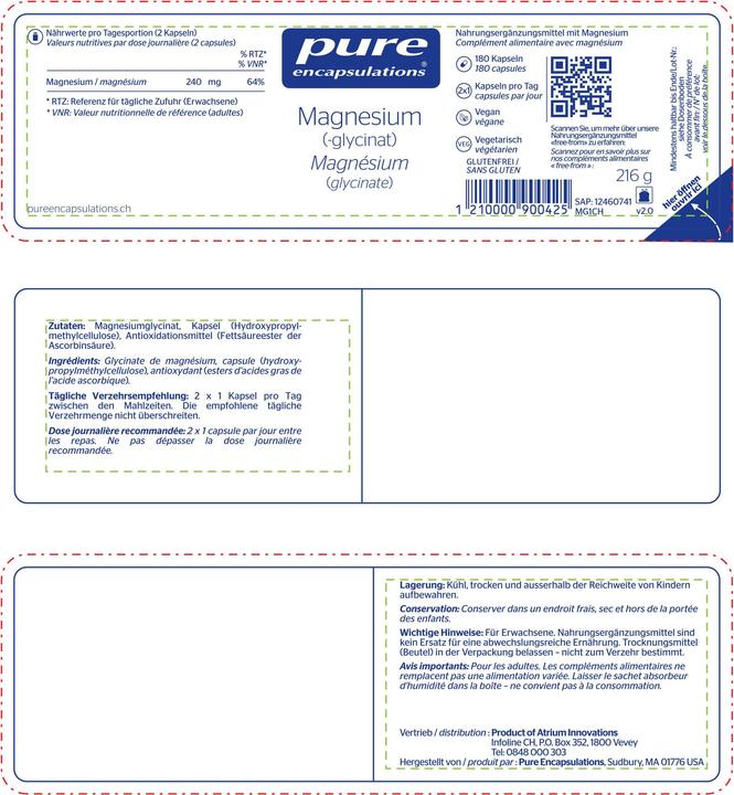 Actual product image Pure encapsulations Magnesium glycinate capsule (180 Piece, Capsules, 262 g)