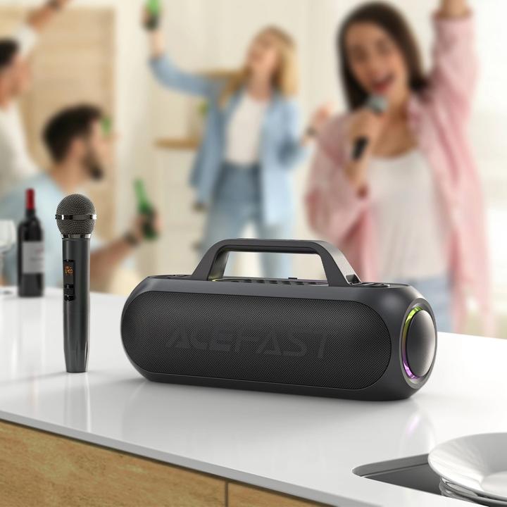 Actual product image Acefast K1 wireless karaoke speaker with 2 microphones - black