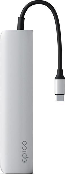 Actual product image Epico 6in1 Aluminium Hub 8K with USB-C connector - silver (6 Ports)