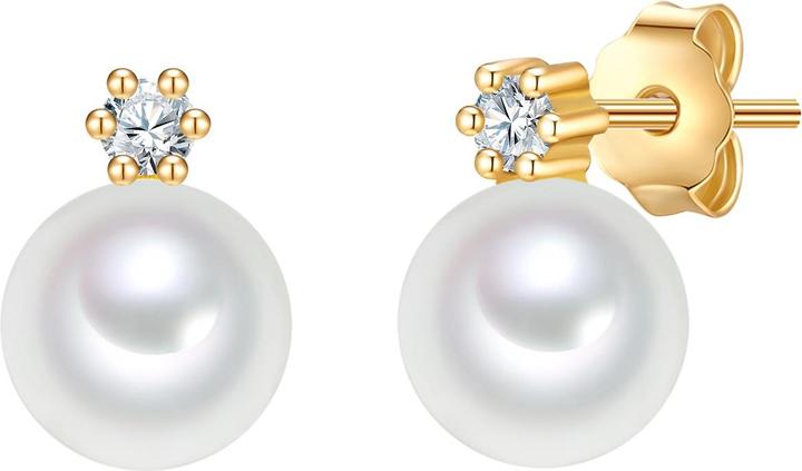 Immagine prodotto Valero Pearls Donna Argento 925 Cubic Zirconia Perla d'acqua dolce coltivata Oro giallo - 32348 (Argento)