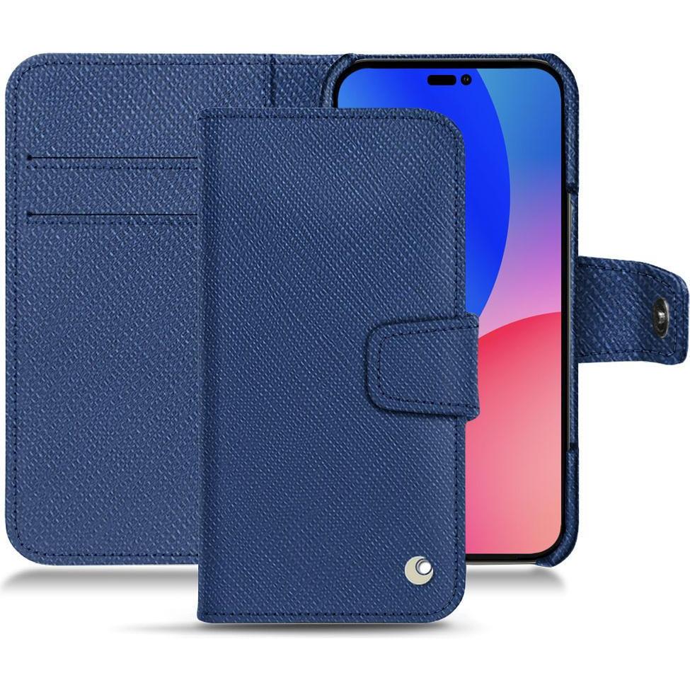 Noreve Lederschutzhülle Wallet (Apple iPhone 14 Pro Max), Smartphone Hülle, Blau