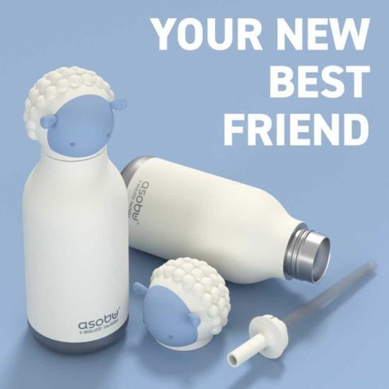 Produktbild Asobu Bestie Sheep - Thermoflasche mit Strohhalm 460 ml (0.46 l)