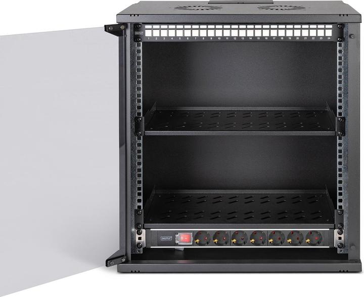 Produktbild Digitus 19" Netzwerk-Set, 12HE Wandgehäuse und Zubehör, sw SOHO PRO Version (10.86 HE, 19 Zoll Rack)
