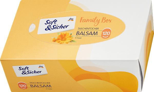 Actual product image dm Soft&Sicher Handkerchief Box Balsam 4-ply
