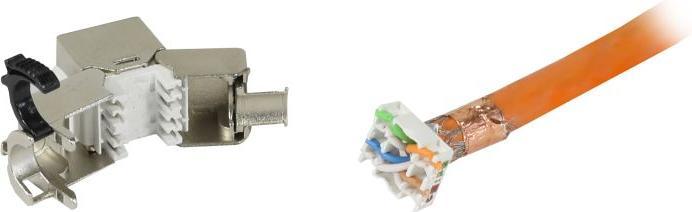 Actual product image Synergy 21 Keystone, module, TP socketRJ45, CAT6A, 500MHz, slim-line, with cable clamp, Synerg (Keystone module)
