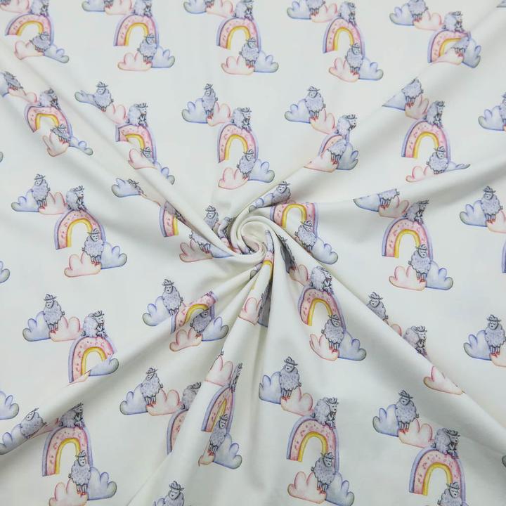 Actual product image Stoffrestposten Baumwolljersey Stoff - Wolkenschäfchen - Mindestverkaufsmenge: 1 Meter