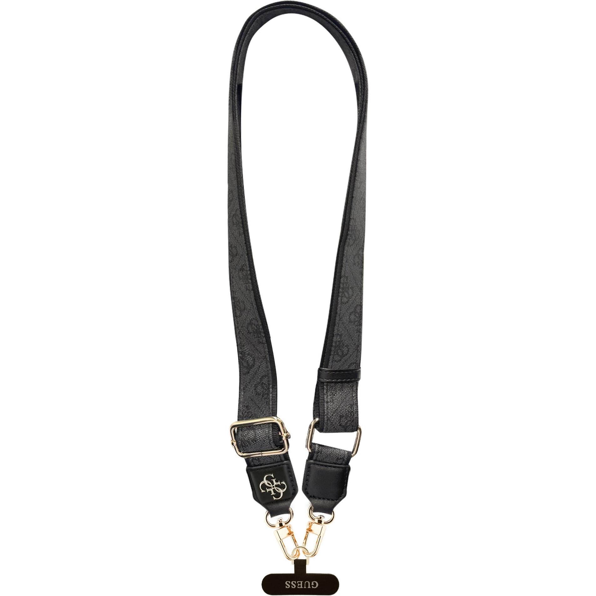 Guess Crossbody Strap Pu 4G Metal Logo - Black, Handykette, Schwarz