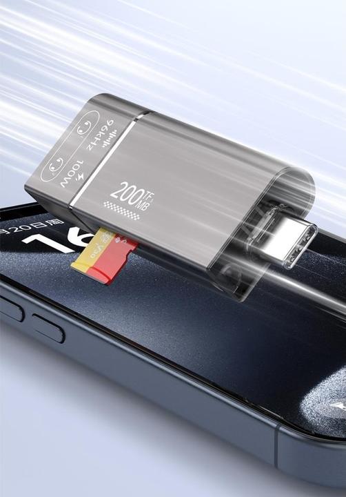 Actual product image PowerGuard 4-in-1 USB-C to V30 MicroSD TF Cardreader Audio & PD Charge (USB-C)