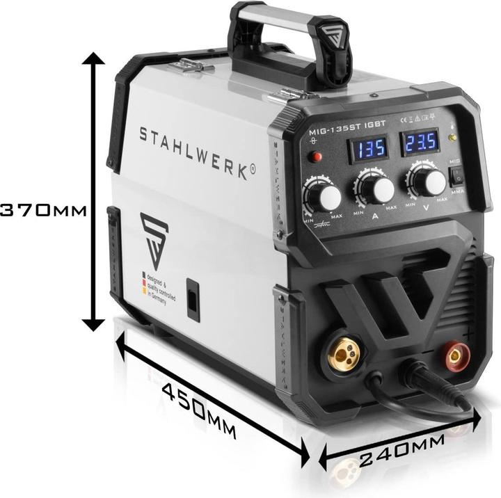 Image du produit Stahlwerk Machine à souder MIG MAG 135 ST IGBT à gaz inerte avec 135 ampères avec main électrique