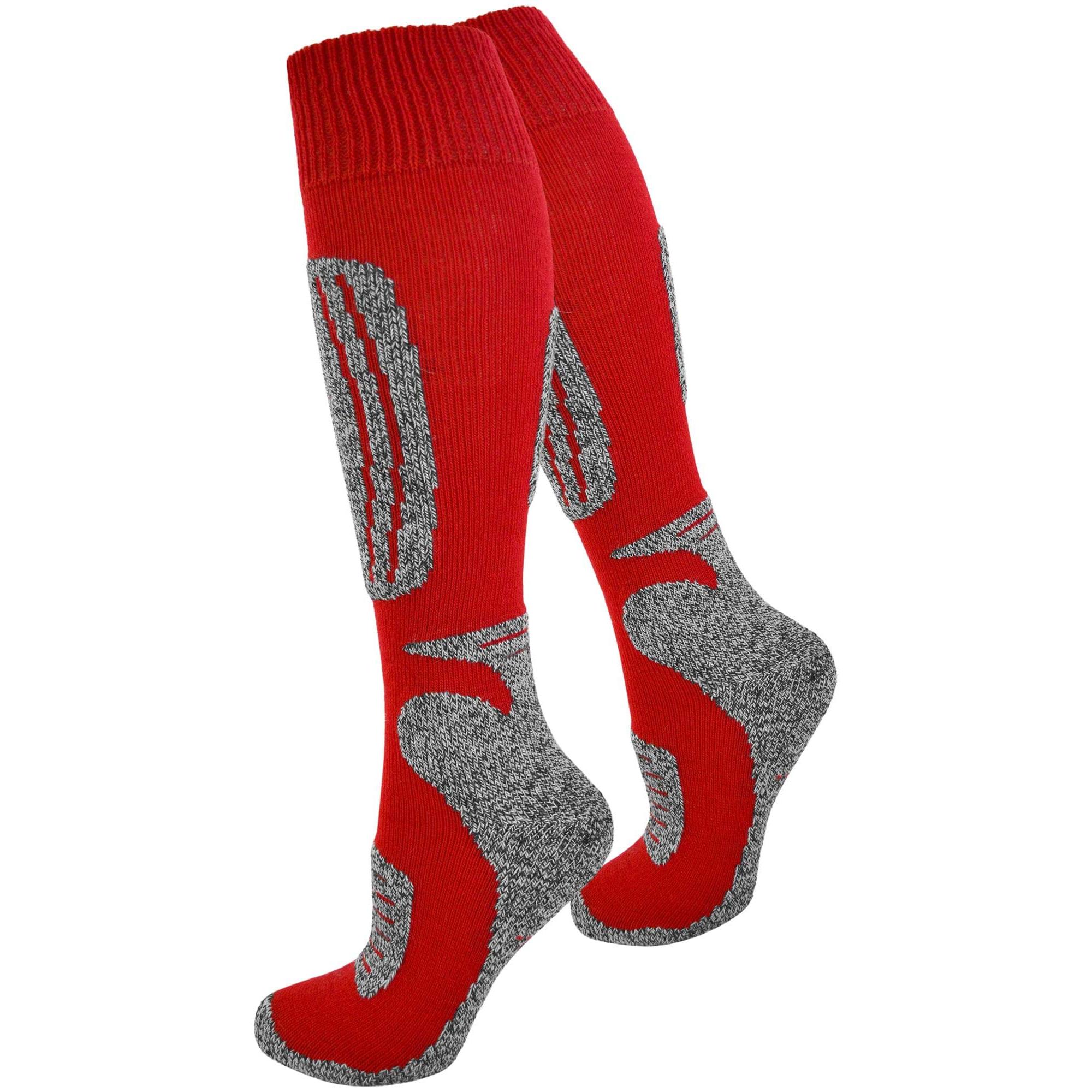 Normani, Herren, Socken, 2 Paar Ski-Kniestrümpfe Classic, Rot, (2er Pack, 35 - 38)