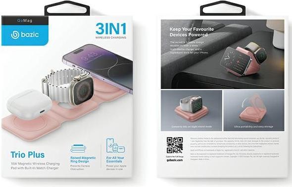 Image du produit Energea Bazic GoMag Trio Plus kompaktowa składana ład. indukcyjna 3w1 15W Fast Charging różowy/pink (15 W)