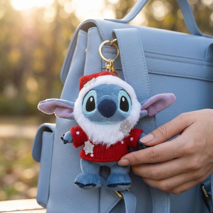 Actual product image Disney Stitch plush keyring Christmas