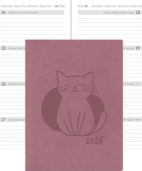Produktbild Simplex Wochenagenda Ladytimer Cat 75 x 11.2 cm, 2026, Altrosa (7.5 x 11.2 cm, 1 Woche / 2 Seiten)