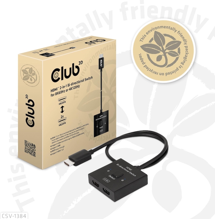 Club 3D Club3D HDMI Switch 2-in-1 bidirektional 8K60Hz/4K120Hz UHD retail