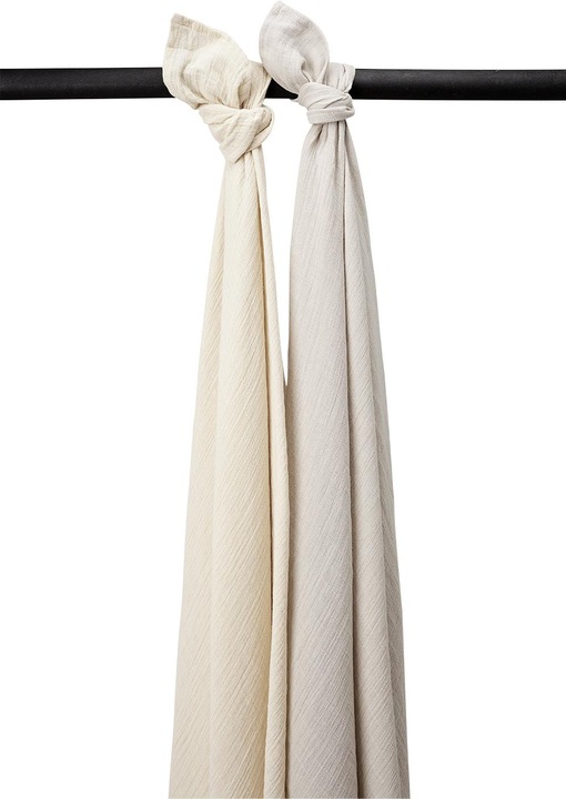 Meyco Baby Uni swaddle - 2er pack - pre-washed musselin - soft sand/greige - 120x120cm (120 cm, 14400 cm)