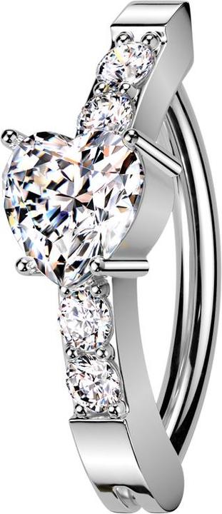 Image du produit Hollywood Body Jewelry Banane klappbar silber Schild vier runde ein Herz Kristall silber (Laiton, Acier chirurgical 316L)