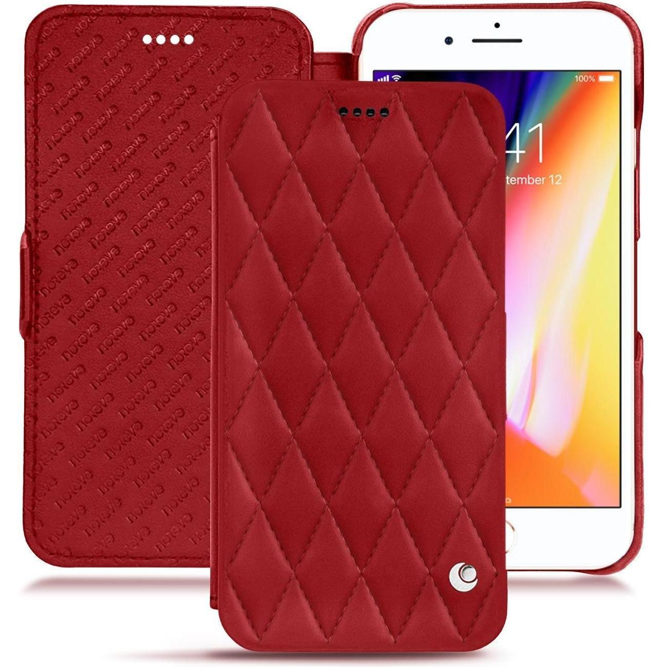 Noreve Lederschutzhülle horizontal (Apple iPhone 8 Plus), Smartphone Hülle, Rot
