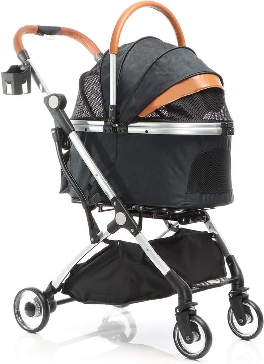 Fudajo 2in1 Dog Buggy Foldable Dog Pram Black Domestic Animals’ Pushchair with Rack Transport Bag (Dog, Foldable)