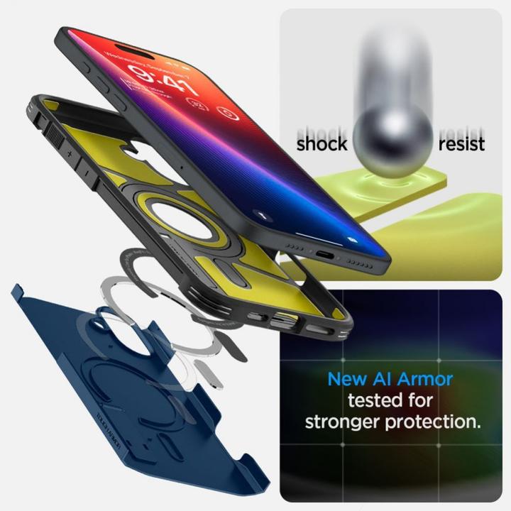 Actual product image Spigen Tough Armor MAG iPhone 16 MagSafe navy blue ACS08217 (Apple iPhone 16)