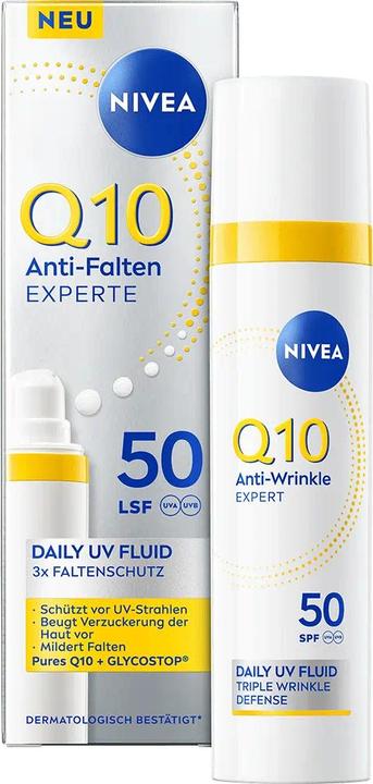 Actual product image NIVEA Q10 Anti-Falten Daily UV Fluid LSF 50 (SPF 50, 40 ml)